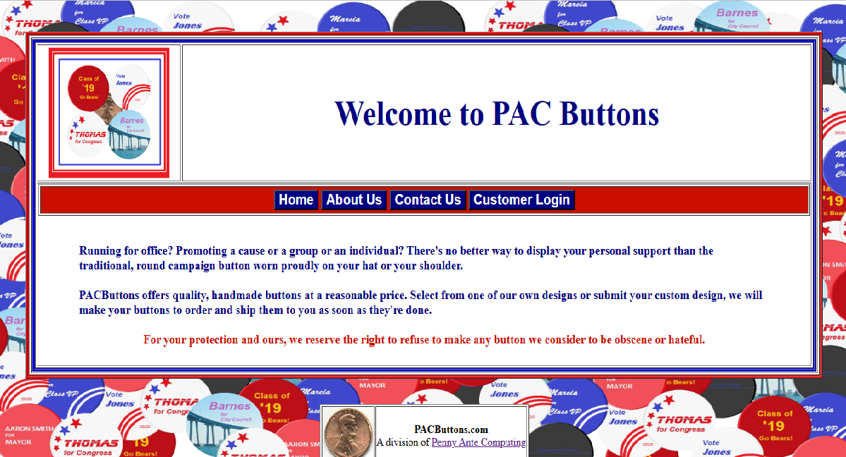 Picture of and link to PACButtons.com website